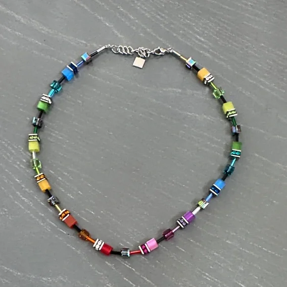 Colorful Beaded Necklace with Silver Accents - Picture 1 of 5